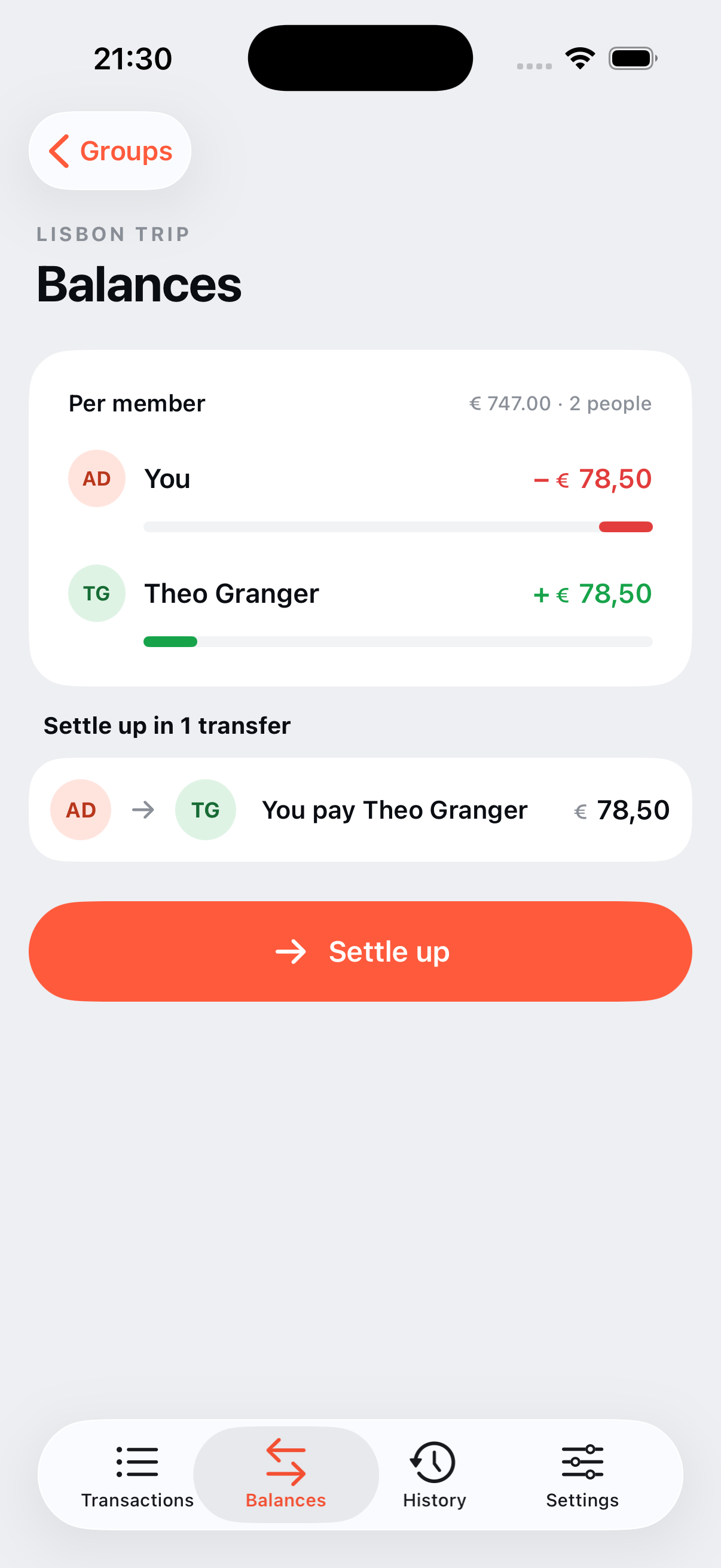 Costpot app expense breakdown